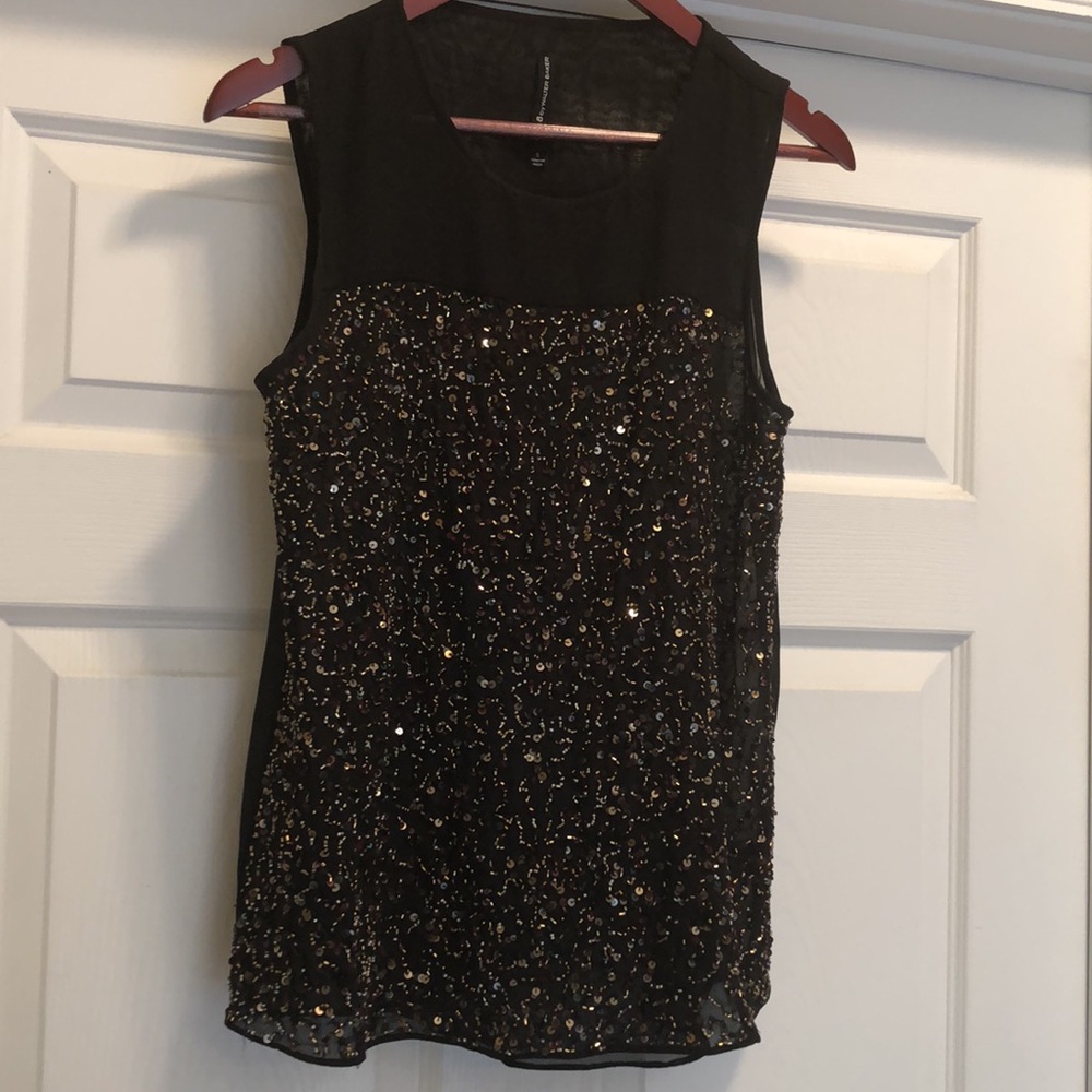 W118 by Walter Baker Semi Sheer beaded shell top szS